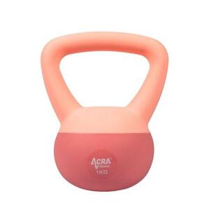ACRA Soft PVC Kettlebell 1 kg, růžový