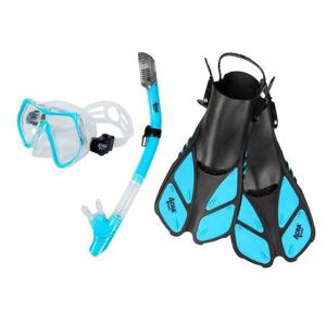 Šnorchlovací set 3 v 1, SVĚTLE MODRÝ, L/XL, ploutve 42-47