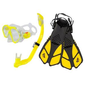 Šnorchlovací set 3 v 1, DĚTSKÝ, ŽLUTÝ, obsahuje masku, ploutve a šnorchl