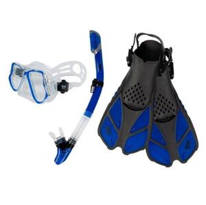 Šnorchlovací set 3 v 1, MODRÝ/TRANSPARENTNÍ, L/XL ploutve 42-47