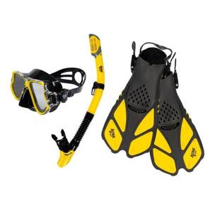 Šnorchlovací set 3 v 1, ŽLUTÝ, L/XL, ploutve 42-47