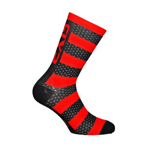 SIX2 Cyklistické ponožky klasické - LUXURY MERINO - červená/černá 39-42