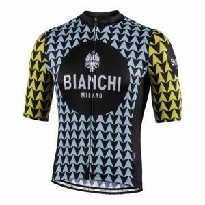 BIANCHI MILANO Cyklistický dres s krátkým rukávem - MASSARI - světle modrá/žlutá 2XL