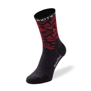 BIOTEX Cyklistické ponožky klasické - MERINO - černá/červená 43-45