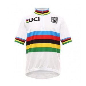 SANTINI Cyklistický dres s krátkým rukávem - UCI KIDS - bílá/vícebarevná 11Y