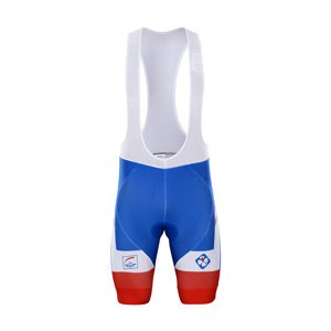 BONAVELO Cyklistické kalhoty krátké s laclem - GROUPAMA FDJ 2020 - červená/modrá/bílá 2XL