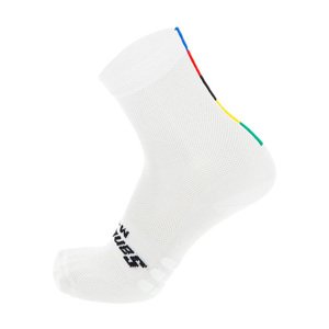 SANTINI Cyklistické ponožky klasické - UCI RAINBOW - bílá