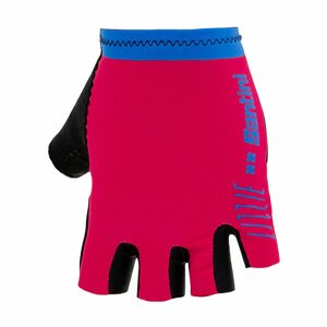 SANTINI Cyklistické rukavice krátkoprsté - LUCE - růžová/modrá