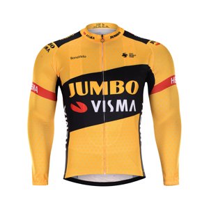 BONAVELO Cyklistický dres s dlouhým rukávem zimní - JUMBO-VISMA 2020 WNT - žlutá