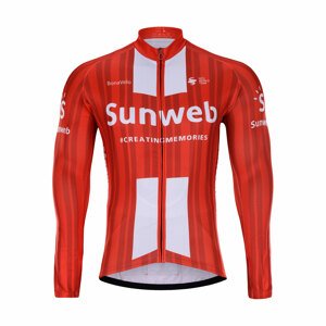 BONAVELO Cyklistický dres s dlouhým rukávem zimní - SUNWEB 2020 WINTER - červená/bílá XL