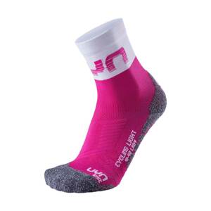 UYN Cyklistické ponožky klasické - LIGHT LADY - bílá/šedá/růžová