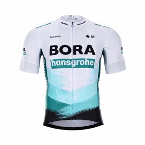 BONAVELO Cyklistický dres s krátkým rukávem - BORA 2021 - bílá/černá/zelená XS