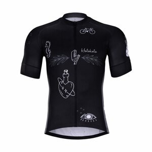 HOLOKOLO Cyklistický dres s krátkým rukávem - BLACK OUT - bílá/černá