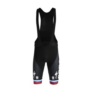 SPORTFUL Cyklistické kalhoty krátké s laclem - BORA HANSGROHE 2021 - černá/vícebarevná XL