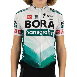 SPORTFUL Cyklistický dres s krátkým rukávem - BORA 2021 KIDS BOH - šedá/zelená 10Y