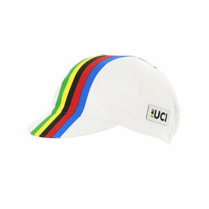 SANTINI Cyklistická čepice - UCI RAINBOW - duhová/bílá