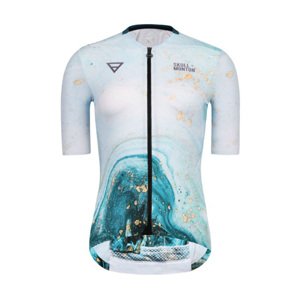 MONTON Cyklistický dres s krátkým rukávem - WATER FLOW LADY - modrá/bílá