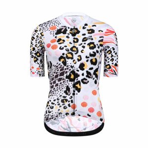 MONTON Cyklistický dres s krátkým rukávem - LEOPARD LADY - černá/bílá/růžová