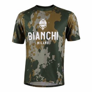 BIANCHI MILANO Cyklistický dres s krátkým rukávem - POZZILLO MTB - hnědá/zelená XL