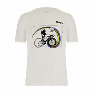 SANTINI Cyklistické triko s krátkým rukávem - TT UCI OFFICIAL - bílá 2XL