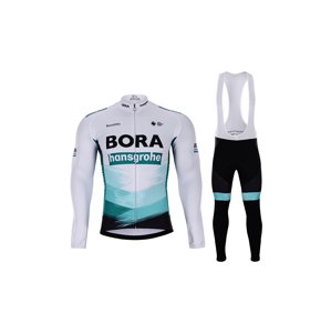 BONAVELO Cyklistický zimní dres a kalhoty - BORA 2021 WINTER - zelená/černá/bílá