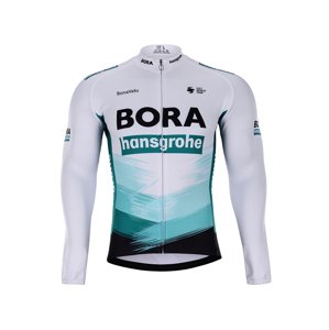 BONAVELO Cyklistický dres s dlouhým rukávem zimní - BORA 2021 WINTER - bílá/zelená/černá 2XL