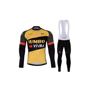 BONAVELO Cyklistický zimní dres a kalhoty - JUMBO-VISMA 2021 WNT - žlutá/černá