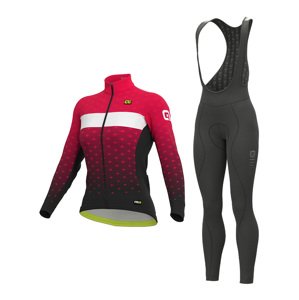 ALÉ Cyklistický zimní dres a kalhoty - PR-R STARS LADY WNT - růžová/černá