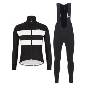 SANTINI Cyklistická zimní bunda a kalhoty - COLORE BENGAL WINTER - bílá/černá