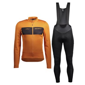 SCOTT Cyklistická zimní bunda a kalhoty - RC WARM HYBRID WB - černá/oranžová