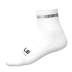 ALÉ Cyklistické ponožky klasické - LOGO Q-SKIN  - bílá