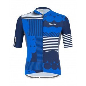 SANTINI Cyklistický dres s krátkým rukávem - DELTA OPTIC - bílá/modrá 2XL