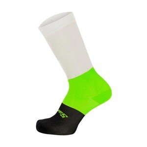 SANTINI Cyklistické ponožky klasické - BENGAL - bílá/zelená/černá 44-47