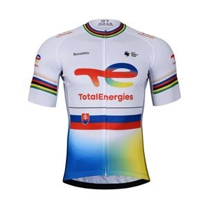 BONAVELO Cyklistický dres s krátkým rukávem - TOTAL ENERGIES 2023 - bílá/modrá/žlutá/červená 2XL