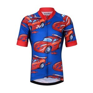 HOLOKOLO Cyklistický dres s krátkým rukávem - CARS KIDS - modrá/červená XXS-115cm