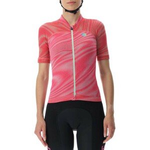 UYN Cyklistický dres s krátkým rukávem - BIKING WAVE LADY - růžová/černá L