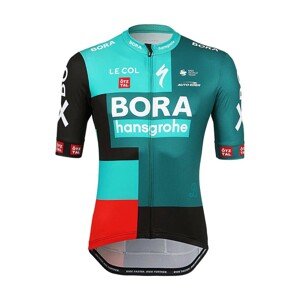 LE COL Cyklistický dres s krátkým rukávem - BORA HANSGROHE 2022 - červená/černá/zelená S