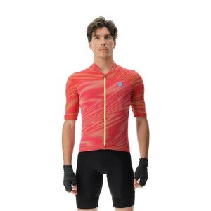 UYN Cyklistický dres s krátkým rukávem - BIKING WAVE - červená/černá 2XL