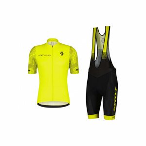 SCOTT Cyklistický krátký dres a krátké kalhoty - RC TEAM 10 SS - šedá/žlutá/černá