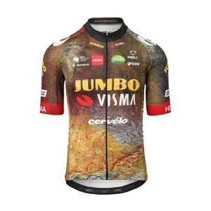 AGU Cyklistický dres s krátkým rukávem - JUMBO-VISMA 2022 - hnědá/žlutá/černá/modrá/červená XL