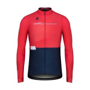 GOBIK Cyklistický dres s dlouhým rukávem zimní - SUPERCOBBLE - červená/modrá M