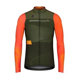 GOBIK Cyklistický dres s dlouhým rukávem zimní - SUPERCOBBLE - oranžová/zelená M