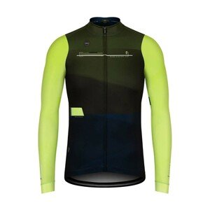 GOBIK Cyklistický dres s dlouhým rukávem zimní - COBBLE - zelená/modrá/antracitová L
