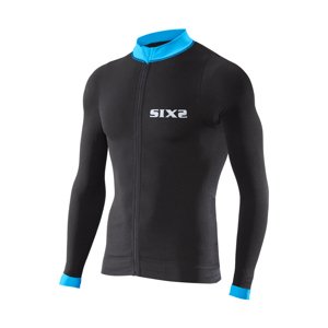 SIX2 Cyklistický dres s dlouhým rukávem letní - BIKE4 STRIPES - černá/modrá S