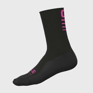 ALÉ Cyklistické ponožky klasické - STRADA 2.0 WINTER - černá/růžová M