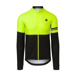 AGU Cyklistický dres s dlouhým rukávem zimní - DUO WINTER - černá/žlutá L