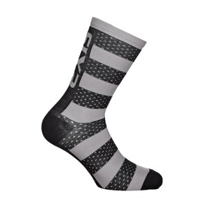 SIX2 Cyklistické ponožky klasické - LUXURY MERINO - černá/šedá 47-49