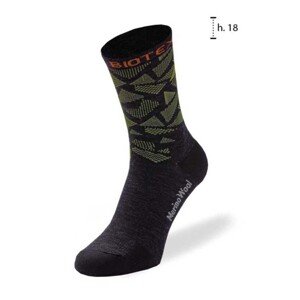 BIOTEX Cyklistické ponožky klasické - MERINO - černá/žlutá 40-42