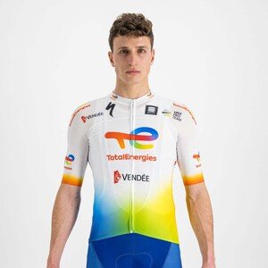 SPORTFUL Cyklistický dres s krátkým rukávem - TOTAL ENERGIES 2022 - modrá/bílá/oranžová/žlutá XL