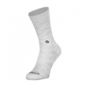 SCOTT Cyklistické ponožky klasické - TRAIL CAMO CREW - bílá/šedá 42-44